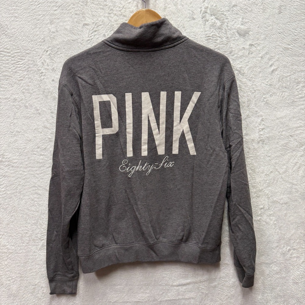 Victoria's Secret Pink Eighty-Six Sweatshirt VTG Y2K Womens Small Gray Dog Logo